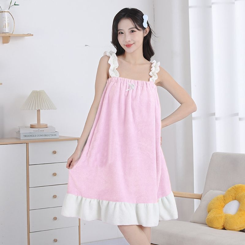 Naistele kantav vannitualdr dviel — coral fleece, imav, kiire kuivatamine, ilma kiududeta, wrap-around halati stiilis rätik