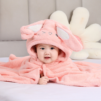 Детска кърпа за баня с качулка и дизайн слон, корална кадифена материя, жакардова тъкан, 120D прежда, 300–400g, персонализирано