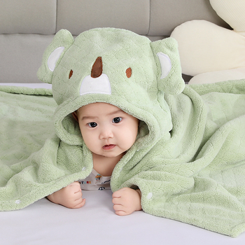 Детска кърпа за баня с качулка и дизайн слон, корална кадифена материя, жакардова тъкан, 120D прежда, 300–400g, персонализирано