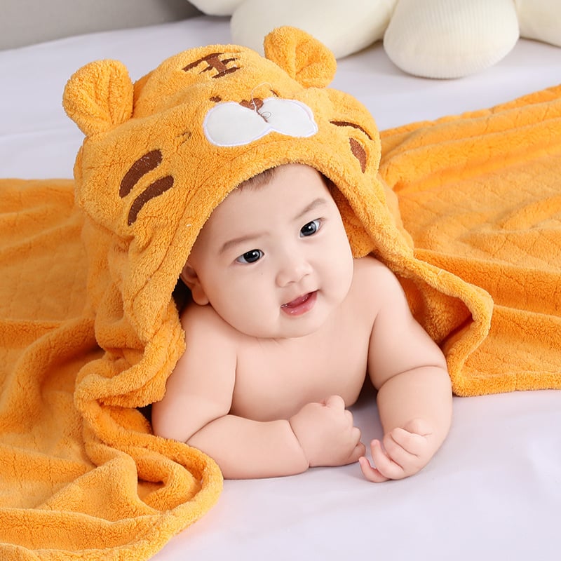 Детска кърпа за баня с качулка и дизайн слон, корална кадифена материя, жакардова тъкан, 120D прежда, 300–400g, персонализирано