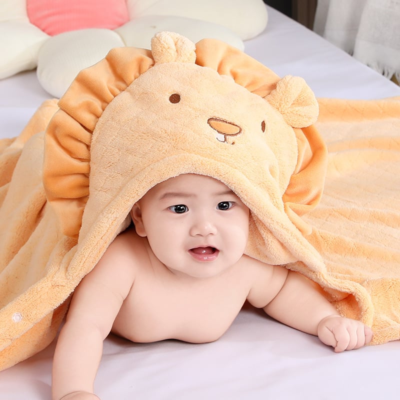 Детска кърпа за баня с качулка и дизайн слон, корална кадифена материя, жакардова тъкан, 120D прежда, 300–400g, персонализирано