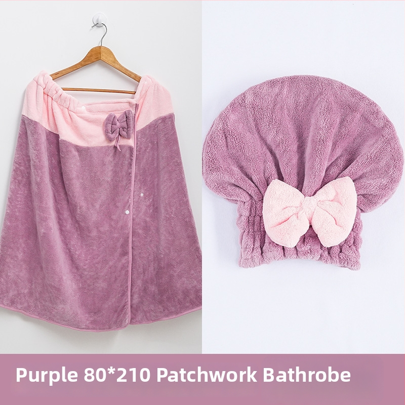 Naistele mõeldud vannitoa mantel: kantav rätikukleit, korallfrotee kangas, peamine kangas nailon, materjal polüester, imav ja pehme, sügissezonile (coral fleece; nylon; polyester)