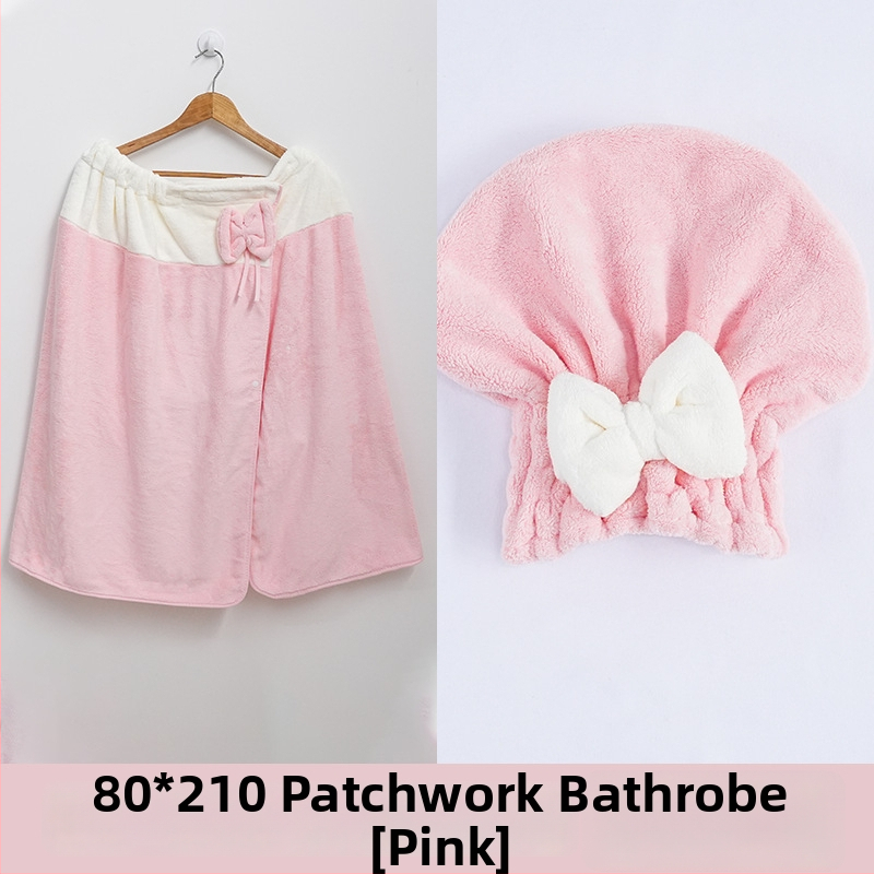 Naistele mõeldud vannitoa mantel: kantav rätikukleit, korallfrotee kangas, peamine kangas nailon, materjal polüester, imav ja pehme, sügissezonile (coral fleece; nylon; polyester)