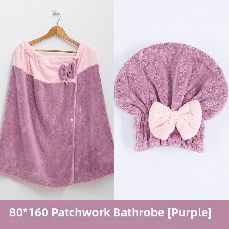 Naistele mõeldud vannitoa mantel: kantav rätikukleit, korallfrotee kangas, peamine kangas nailon, materjal polüester, imav ja pehme, sügissezonile (coral fleece; nylon; polyester)