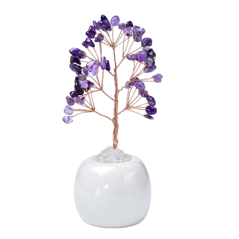 Raha puu ornament — roosa kristall, kingituskarp, kaasaegne minimalistlik stiil