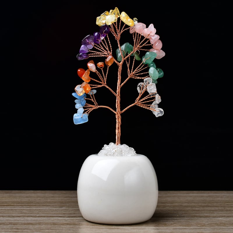 Raha puu ornament — roosa kristall, kingituskarp, kaasaegne minimalistlik stiil