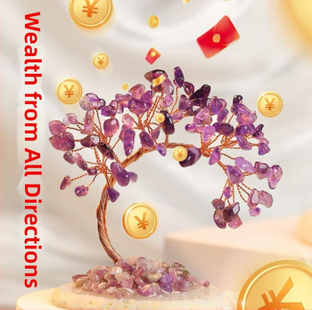 Kristāla koka dekors ar agāta pamatu un fluorīta akcentu, Yunlanxuan Crystal zīmols, kartona iepakojums