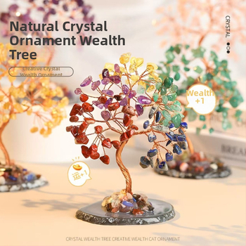 Kristāla koka dekors ar agāta pamatu un fluorīta akcentu, Yunlanxuan Crystal zīmols, kartona iepakojums