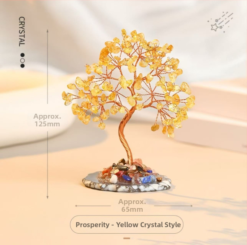 Kristāla koka dekors ar agāta pamatu un fluorīta akcentu, Yunlanxuan Crystal zīmols, kartona iepakojums