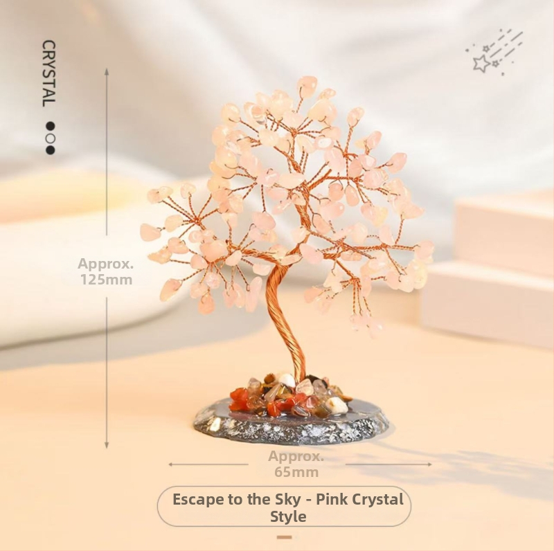 Kristāla koka dekors ar agāta pamatu un fluorīta akcentu, Yunlanxuan Crystal zīmols, kartona iepakojums