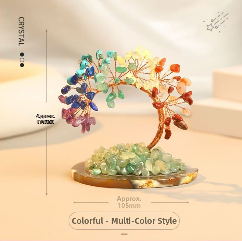 Kristāla koka dekors ar agāta pamatu un fluorīta akcentu, Yunlanxuan Crystal zīmols, kartona iepakojums