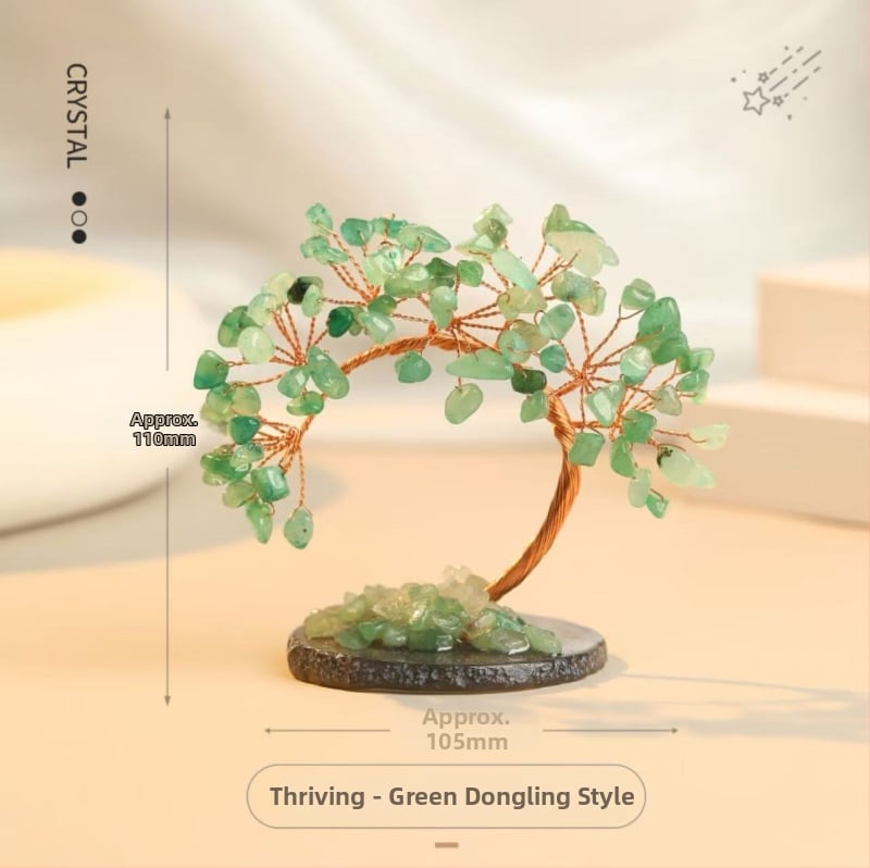 Kristāla koka dekors ar agāta pamatu un fluorīta akcentu, Yunlanxuan Crystal zīmols, kartona iepakojums