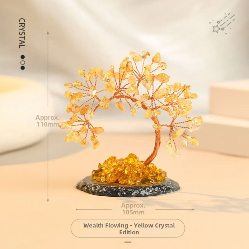 Kristāla koka dekors ar agāta pamatu un fluorīta akcentu, Yunlanxuan Crystal zīmols, kartona iepakojums