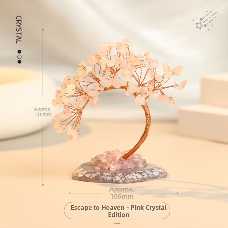 Kristāla koka dekors ar agāta pamatu un fluorīta akcentu, Yunlanxuan Crystal zīmols, kartona iepakojums