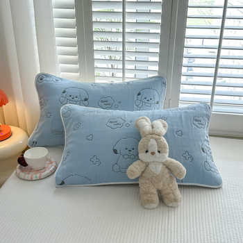 6-слоен памучен марля жакардово кърпа-одеяло, чист памук, реактивно боядисване, комплект кърпа-одеяло (2 или 3 части), модел с карикатура, пролетно-есенен