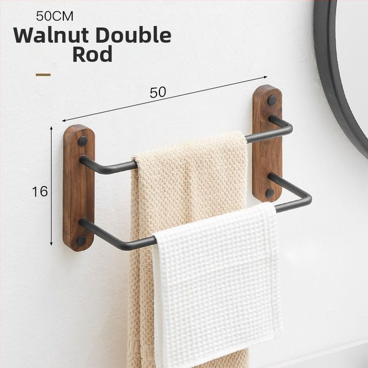 Valriekstu alumīnija sakausējuma dvieļu turētājs, trīs kārtu dizains, mūsdienīgs minimālisms, kravnesība 3–5 kg