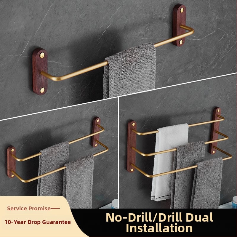 Valriekstu alumīnija sakausējuma dvieļu turētājs, trīs kārtu dizains, mūsdienīgs minimālisms, kravnesība 3–5 kg