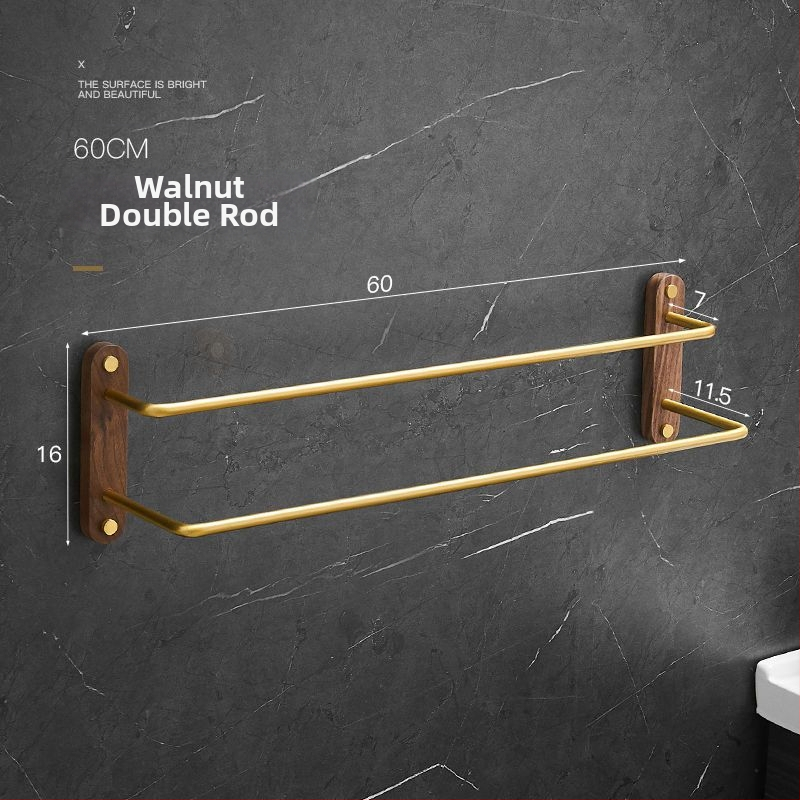 Valriekstu alumīnija sakausējuma dvieļu turētājs, trīs kārtu dizains, mūsdienīgs minimālisms, kravnesība 3–5 kg