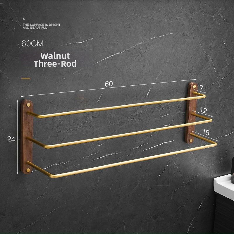 Valriekstu alumīnija sakausējuma dvieļu turētājs, trīs kārtu dizains, mūsdienīgs minimālisms, kravnesība 3–5 kg