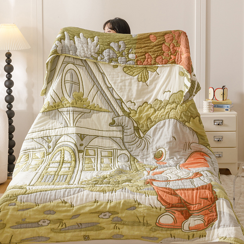 Детско хавлиено одеяло с мотив анимационни персонажи, 100% памук, вътрешен полиестерен слой, тегло 0,55–1,0 кг