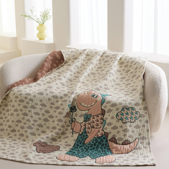 Pamukna ljetna deka s nabranim vlaknom, crtani motiv, 300–499 g, za sve sezone, moderni minimalistički stil