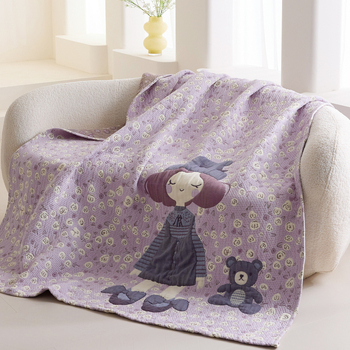 Pamukna ljetna deka s nabranim vlaknom, crtani motiv, 300–499 g, za sve sezone, moderni minimalistički stil