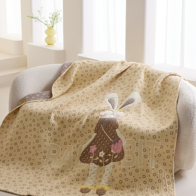 Pamukna ljetna deka s nabranim vlaknom, crtani motiv, 300–499 g, za sve sezone, moderni minimalistički stil