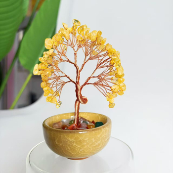 Citrin kristalno stablo ukras - kristalno grub, modernistički kućni dekor