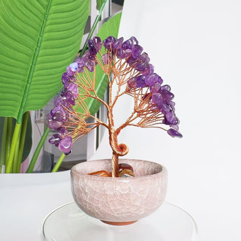 Citrin kristalno stablo ukras - kristalno grub, modernistički kućni dekor