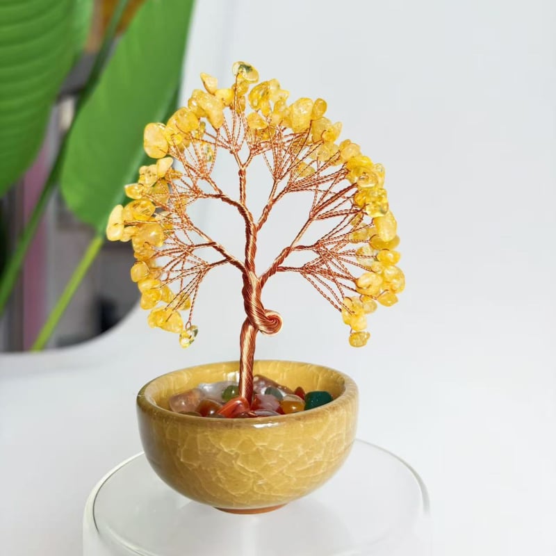 Citrin kristalno stablo ukras - kristalno grub, modernistički kućni dekor