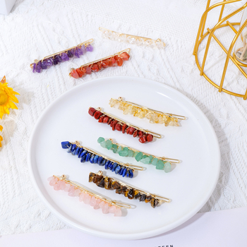 Ametista kristāla ģeometriska matu spraude, Runyangshi, mūsdienīgs minimālisma stils, iepakojums PP maisiņā