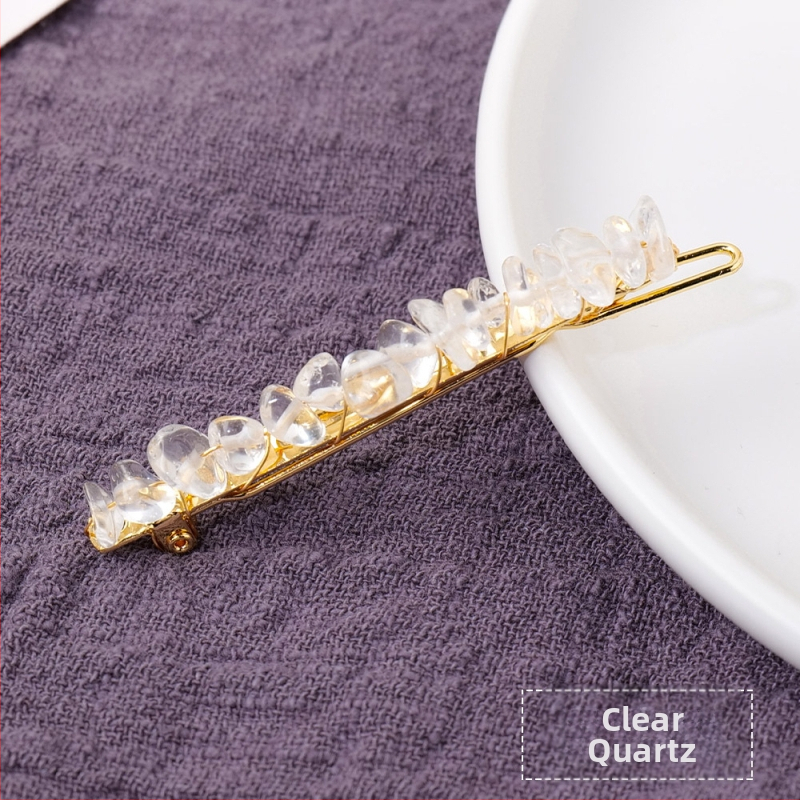 Ametista kristāla ģeometriska matu spraude, Runyangshi, mūsdienīgs minimālisma stils, iepakojums PP maisiņā