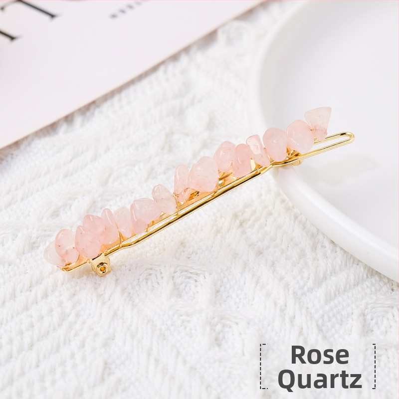 Ametista kristāla ģeometriska matu spraude, Runyangshi, mūsdienīgs minimālisma stils, iepakojums PP maisiņā