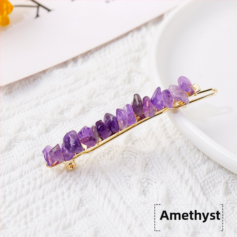 Ametista kristāla ģeometriska matu spraude, Runyangshi, mūsdienīgs minimālisma stils, iepakojums PP maisiņā