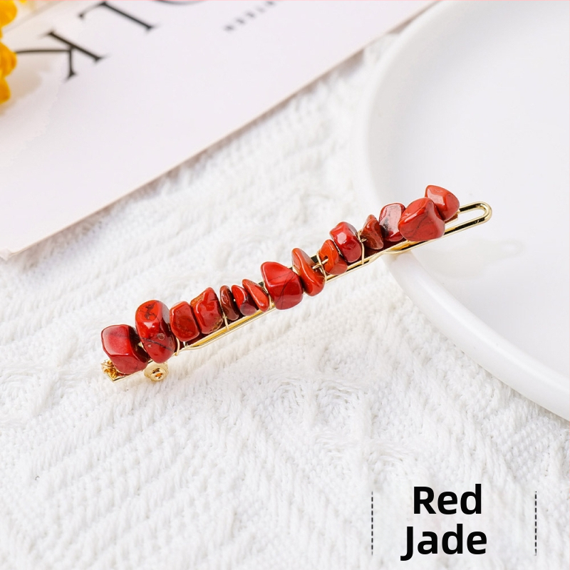 Ametista kristāla ģeometriska matu spraude, Runyangshi, mūsdienīgs minimālisma stils, iepakojums PP maisiņā