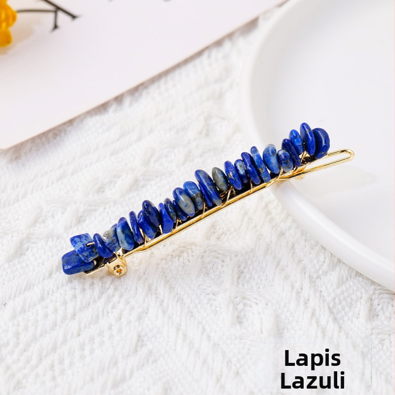 Ametista kristāla ģeometriska matu spraude, Runyangshi, mūsdienīgs minimālisma stils, iepakojums PP maisiņā