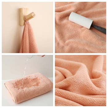 Cleansing Coral Velvet set ručnika: za tijelo i lice, 4 komada, 150D vlakno, prošiveno i obrubljeno, svaki 80–100 g