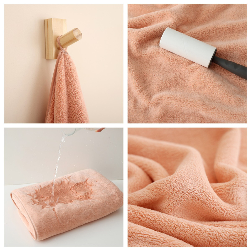Cleansing Coral Velvet set ručnika: za tijelo i lice, 4 komada, 150D vlakno, prošiveno i obrubljeno, svaki 80–100 g