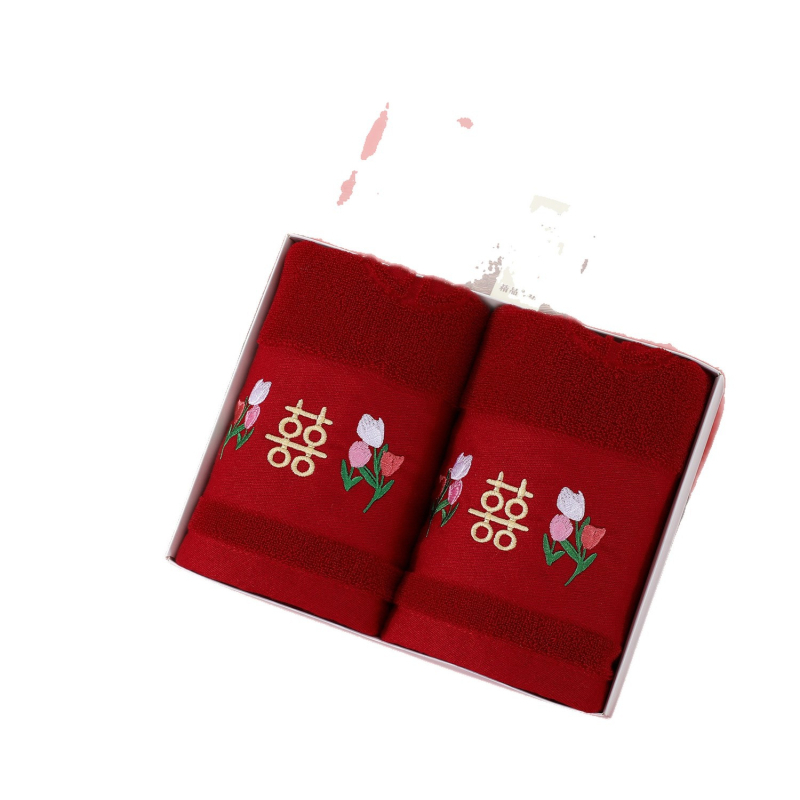 Сватбени кърпи двойка – марка Looking for Snow; Реактивно печатане и боядисване; Прежда: Ply; Процес: бродерия, жакард; Тегло: 100–120 g