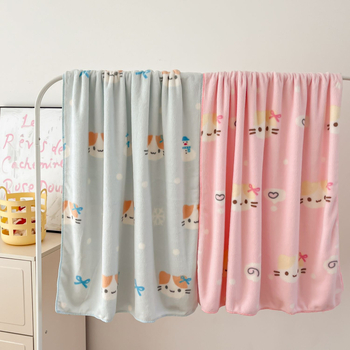 Set dviju ručnika za kupanje s motivom mačke – debeli, upijajući mikrovlakna coral velvet, brzo sušenje, bez vlakana, 150d vlakna
