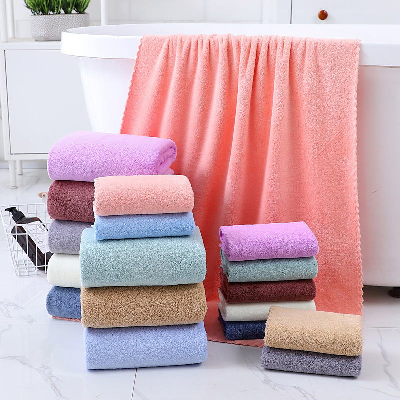 Комплект хавлии за баня от коралов флис, 100–120 г/м2, прежда 120d, хеминг, персонализиране