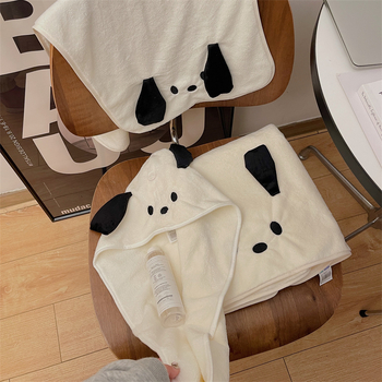 Комплект три кърпи за баня с коралов флис, 450 г и повече, абсорбиращ, включена шапка за сушене на коса