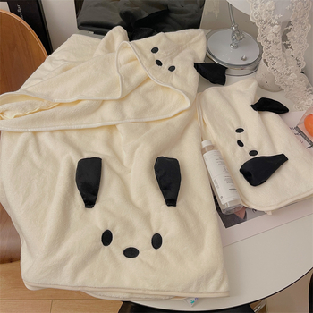 Комплект три кърпи за баня с коралов флис, 450 г и повече, абсорбиращ, включена шапка за сушене на коса