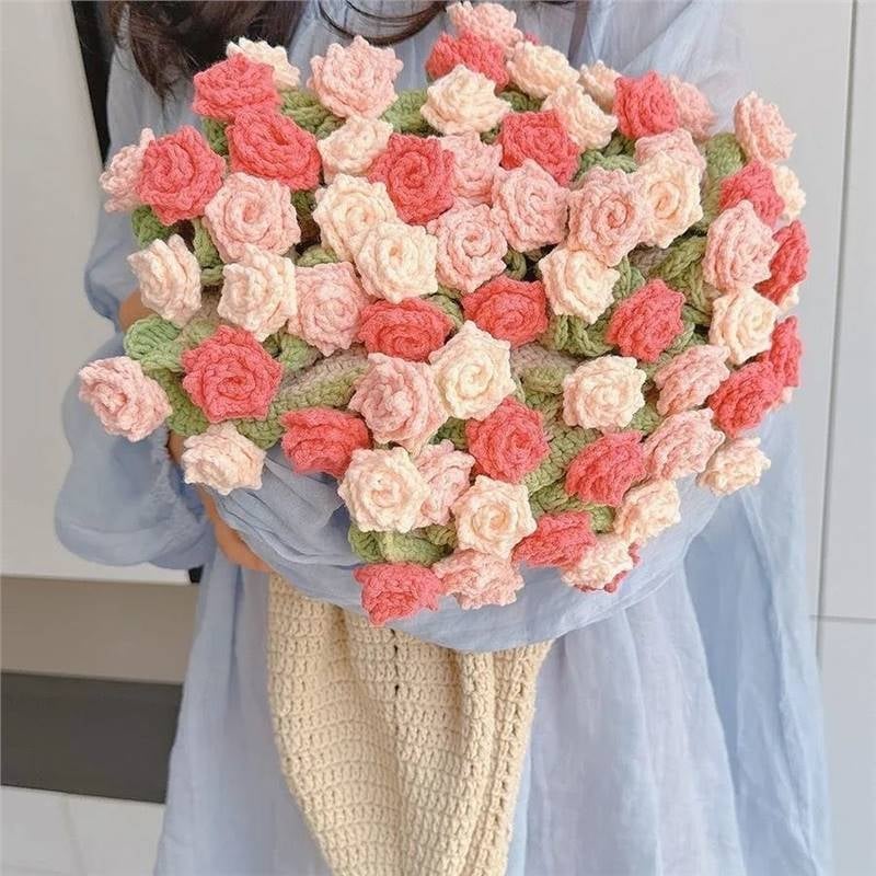 Kézzel kötött virágcsokor motívumú takaró - pamut; csíkos mintázat; fényűző stílus; tavasz és ősz (Pamut; 300 g alatt; Csíkos mintázat; Tavasz és ősz)