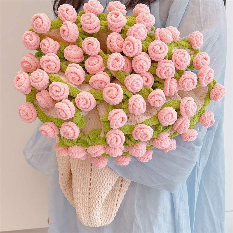 Kézzel kötött virágcsokor motívumú takaró - pamut; csíkos mintázat; fényűző stílus; tavasz és ősz (Pamut; 300 g alatt; Csíkos mintázat; Tavasz és ősz)