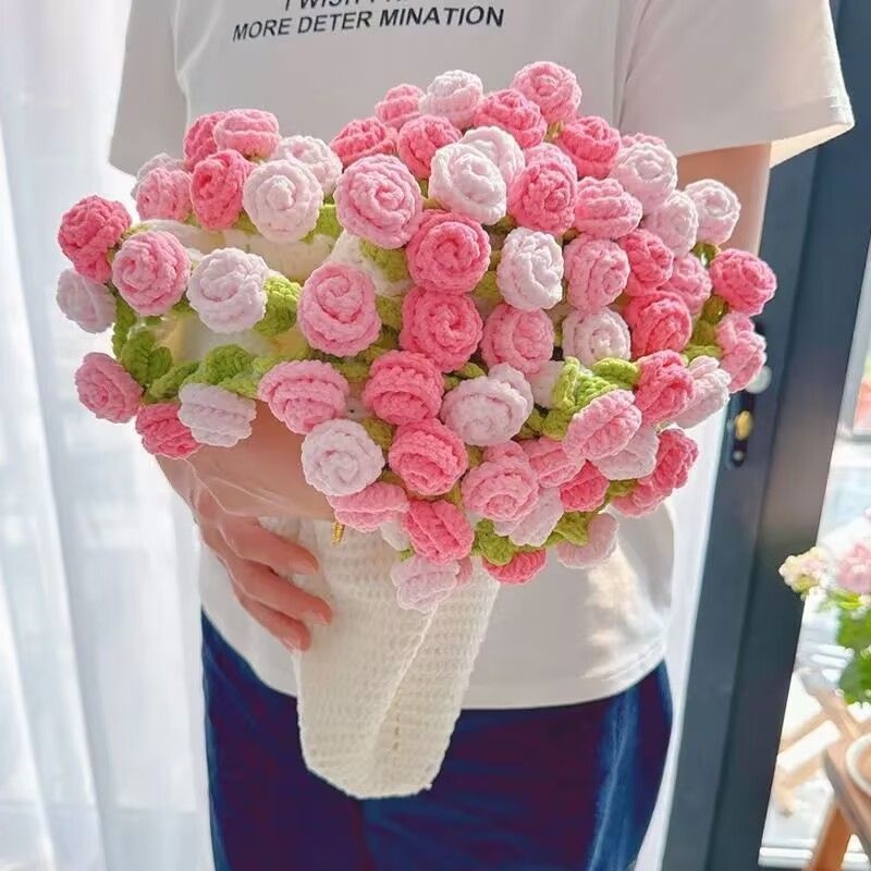 Kézzel kötött virágcsokor motívumú takaró - pamut; csíkos mintázat; fényűző stílus; tavasz és ősz (Pamut; 300 g alatt; Csíkos mintázat; Tavasz és ősz)