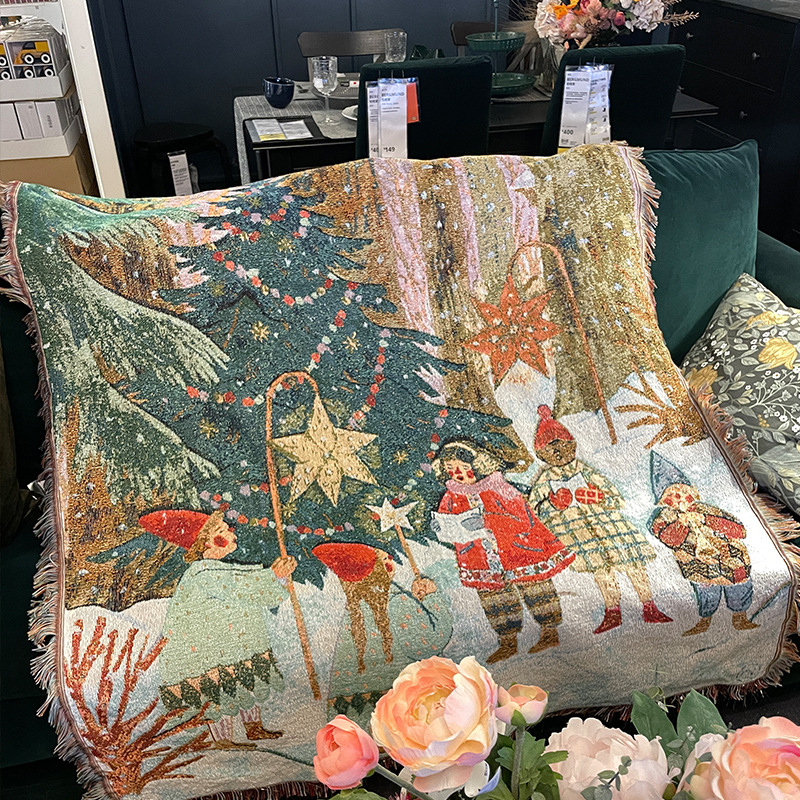 Диванско одеяло с американски ретро карикатурен дизайн, памук, тегло 1000–1499 г, за всички сезони, премиум клас