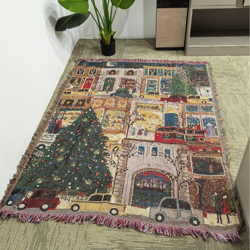 Диванско одеяло с американски ретро карикатурен дизайн, памук, тегло 1000–1499 г, за всички сезони, премиум клас