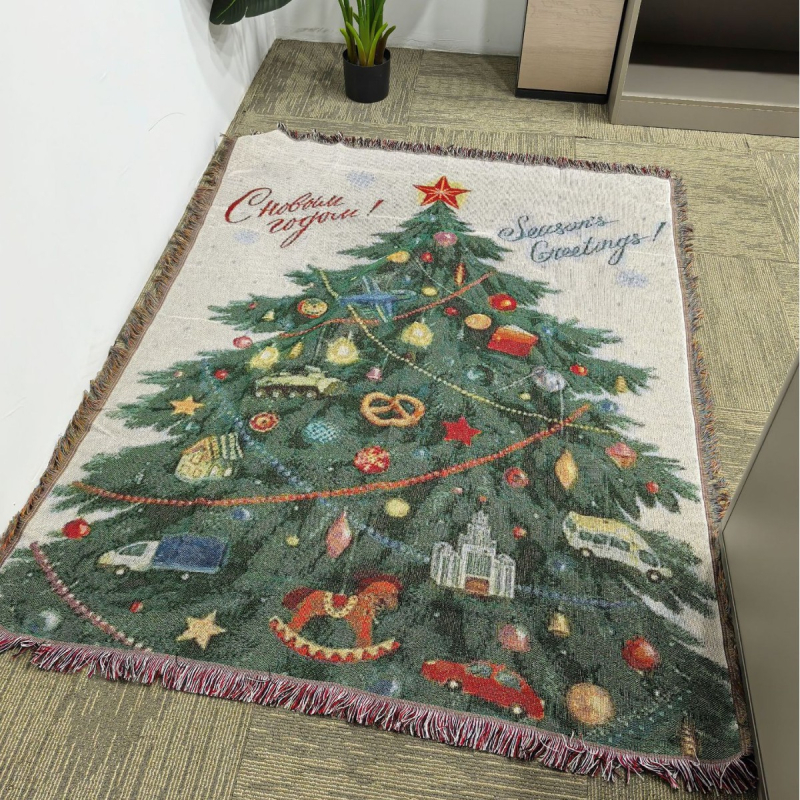 Диванско одеяло с американски ретро карикатурен дизайн, памук, тегло 1000–1499 г, за всички сезони, премиум клас