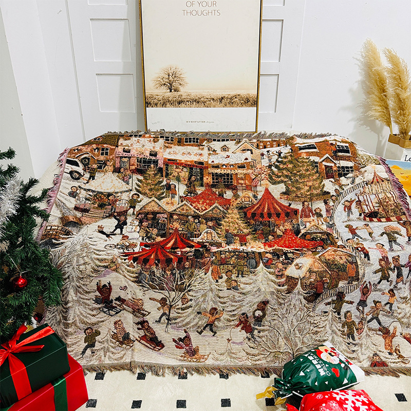 Диванско одеяло с американски ретро карикатурен дизайн, памук, тегло 1000–1499 г, за всички сезони, премиум клас